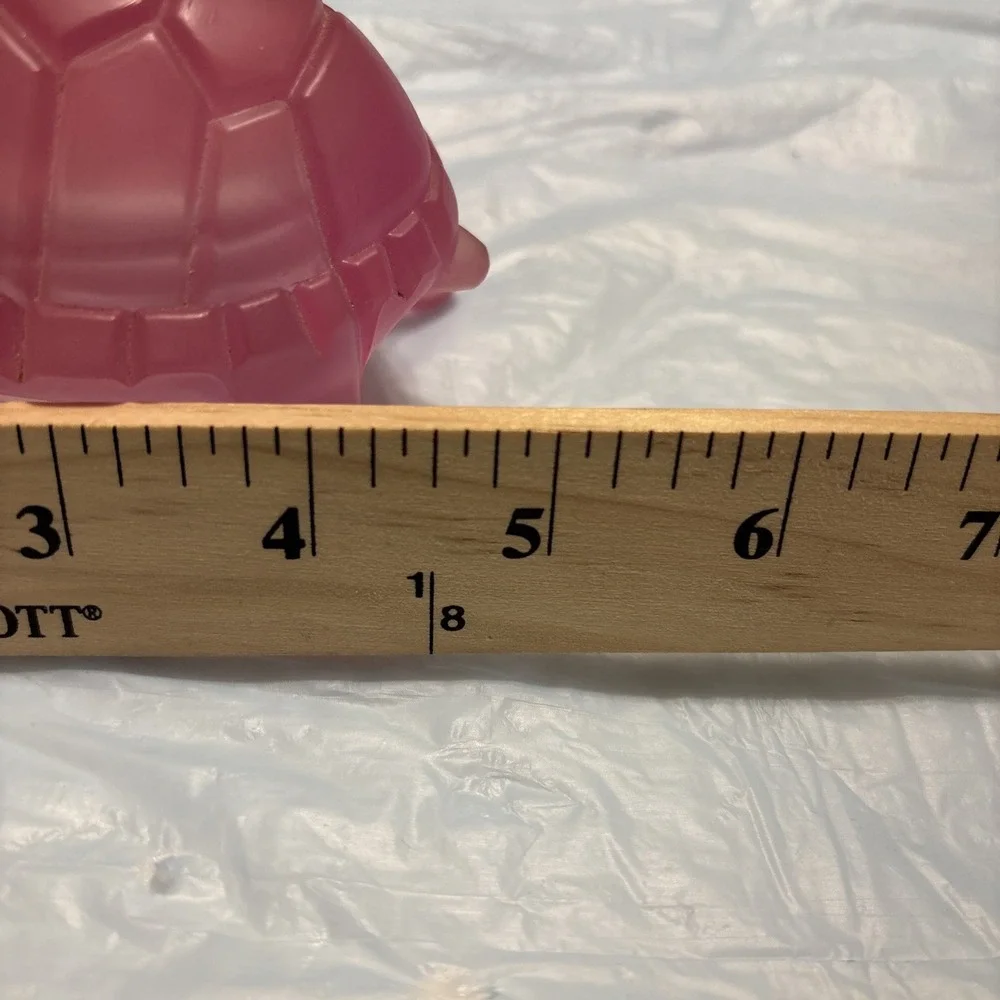 Vintage Pink Turtle Frosted Acrylic Resin Style Figurine 5